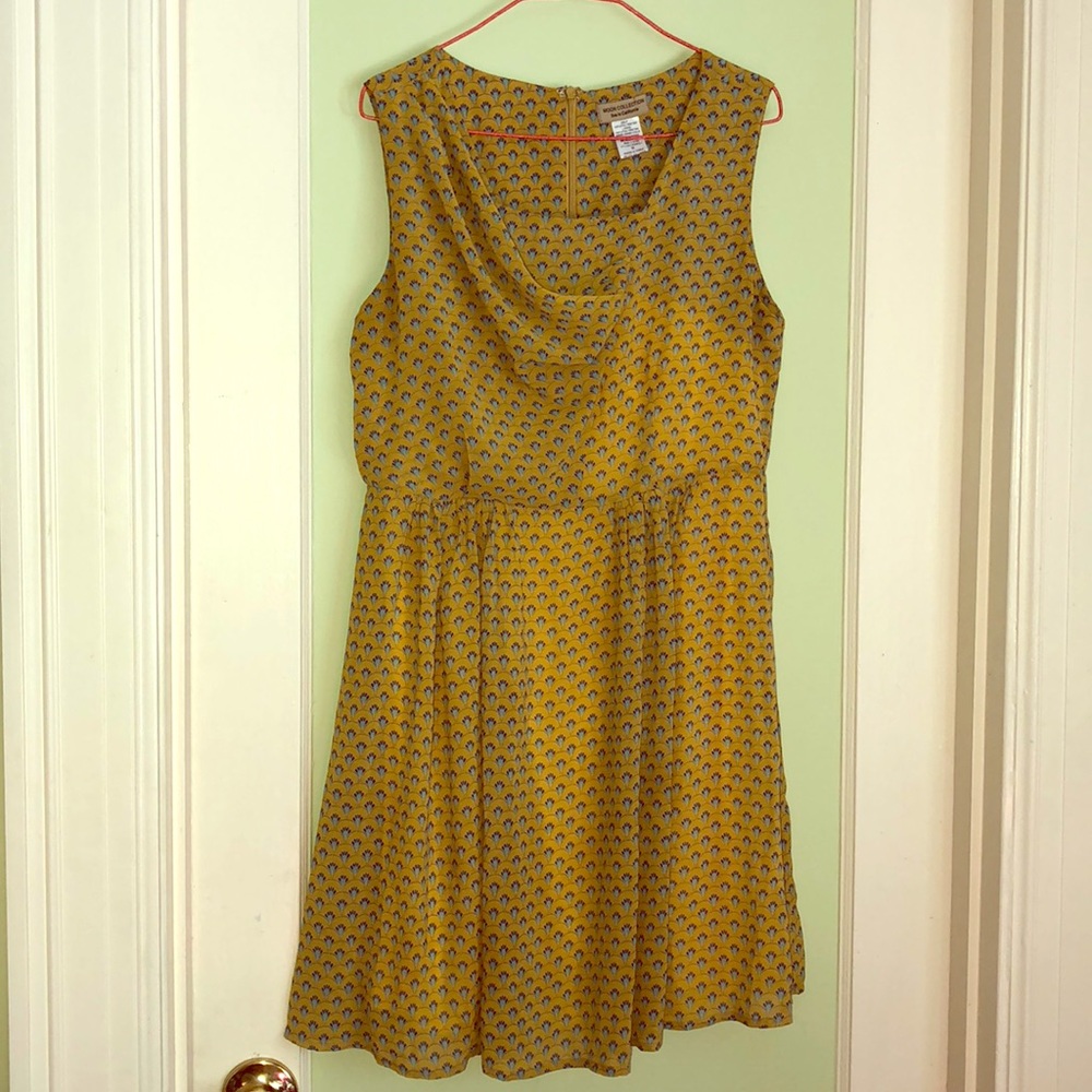 Gold and blue flowered dress